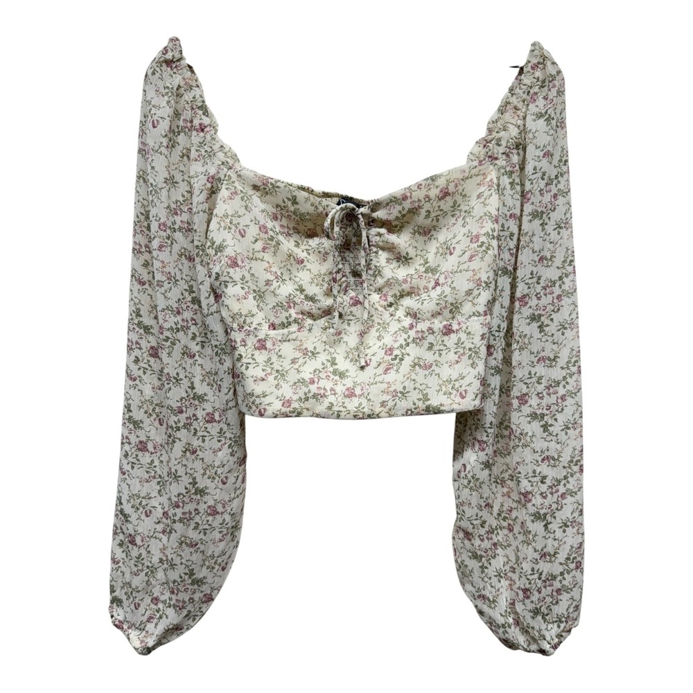 Windsor Babydoll Crop Top S Ditsy Floral Smock Balloon Sleeve Cottage‎ Coquette